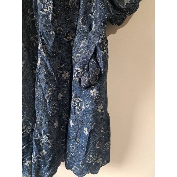 Torrid womens 2xl blue denim shift dress tiered boho pockets puff sleeve - Picture 5 of 8